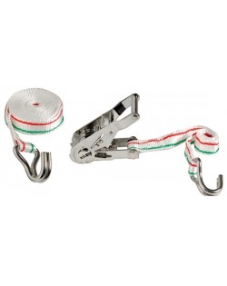Cinghia in poliestere colorato ad alta resistenza con ganci e cricchetto in acciaio inox